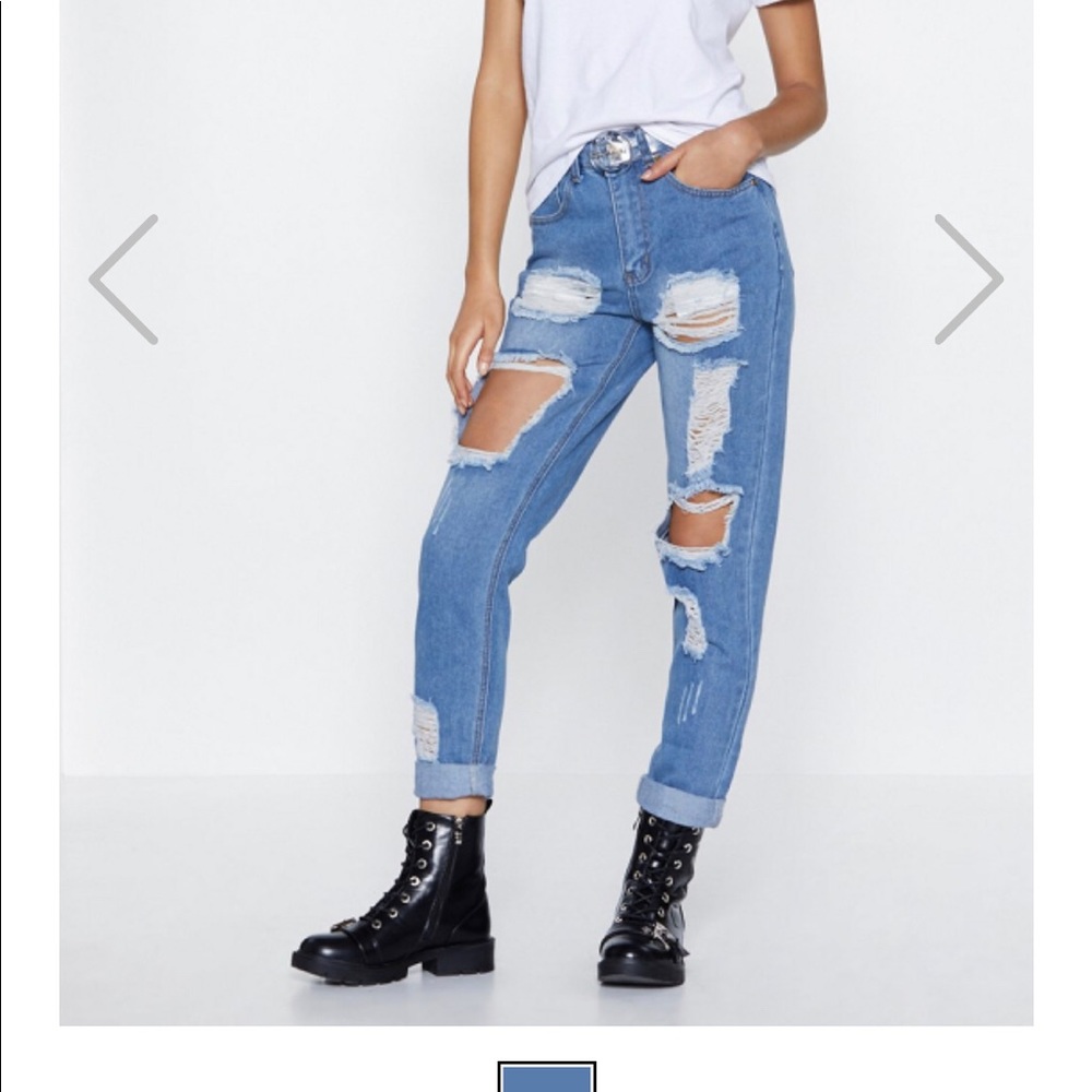 NASTY GAL Ripped Mom Jeans